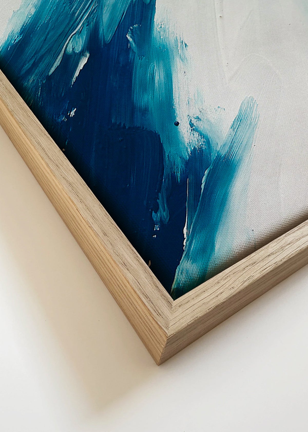 Quadro abstrato pinceladas azuis – Canvas detail