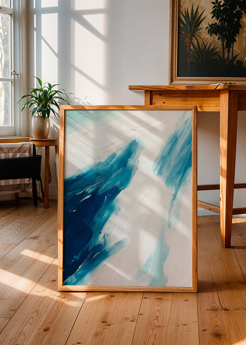 Quadro abstrato pinceladas azuis – Product1