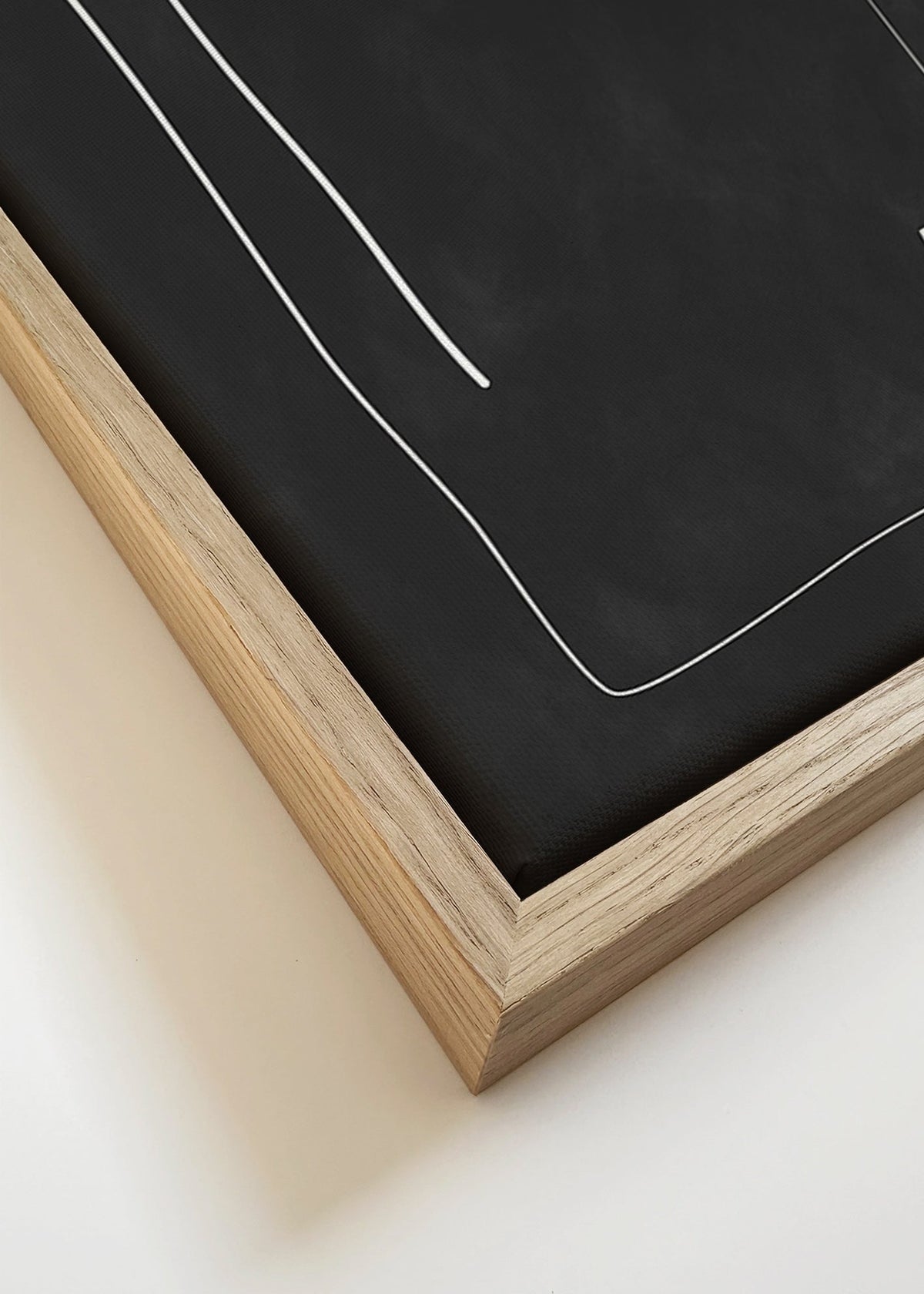 Quadro minimalista linhas brancas fundo preto – Canvas detail