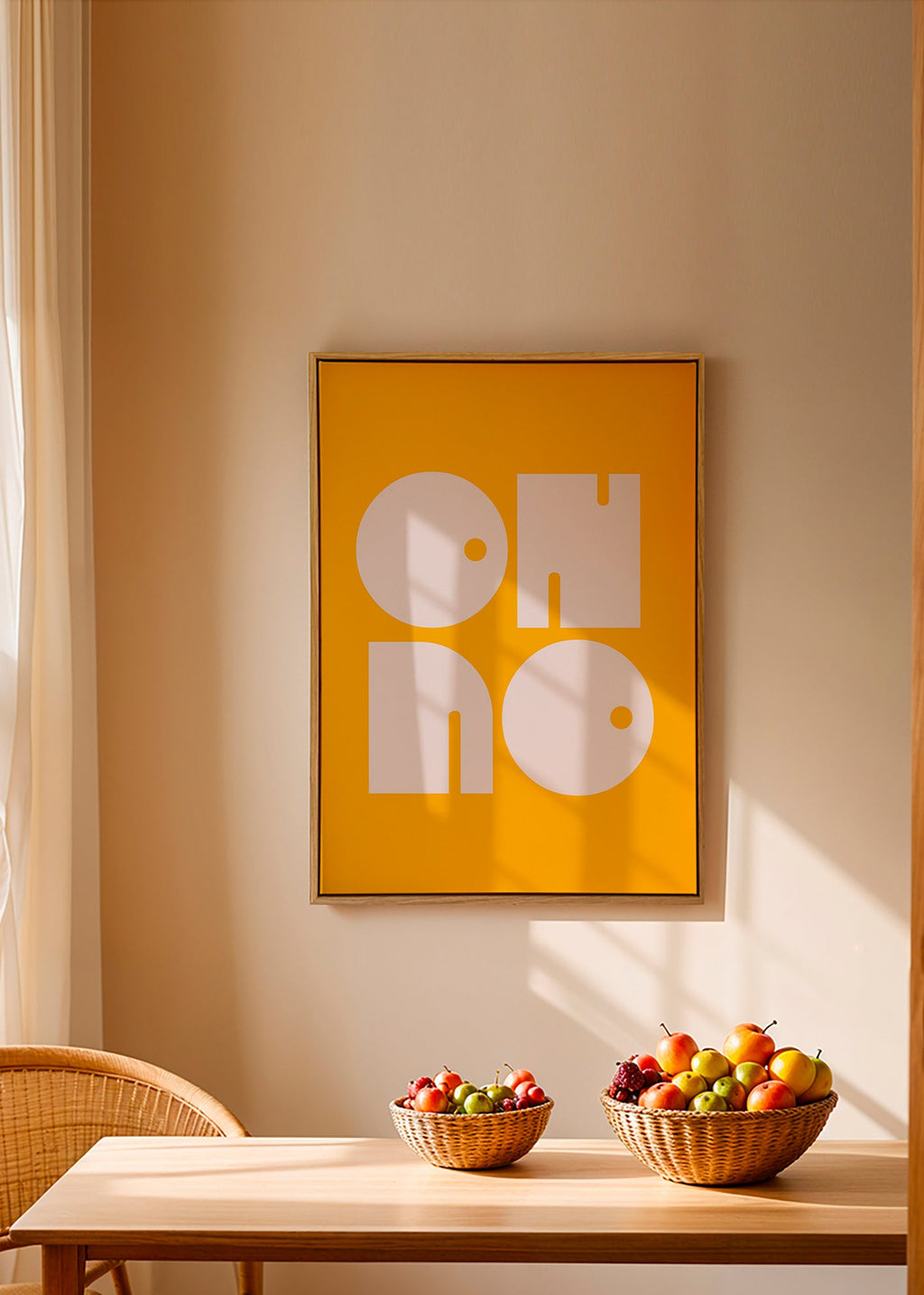 Poster geométrico com formas tipográficas mostarda – Canvas2