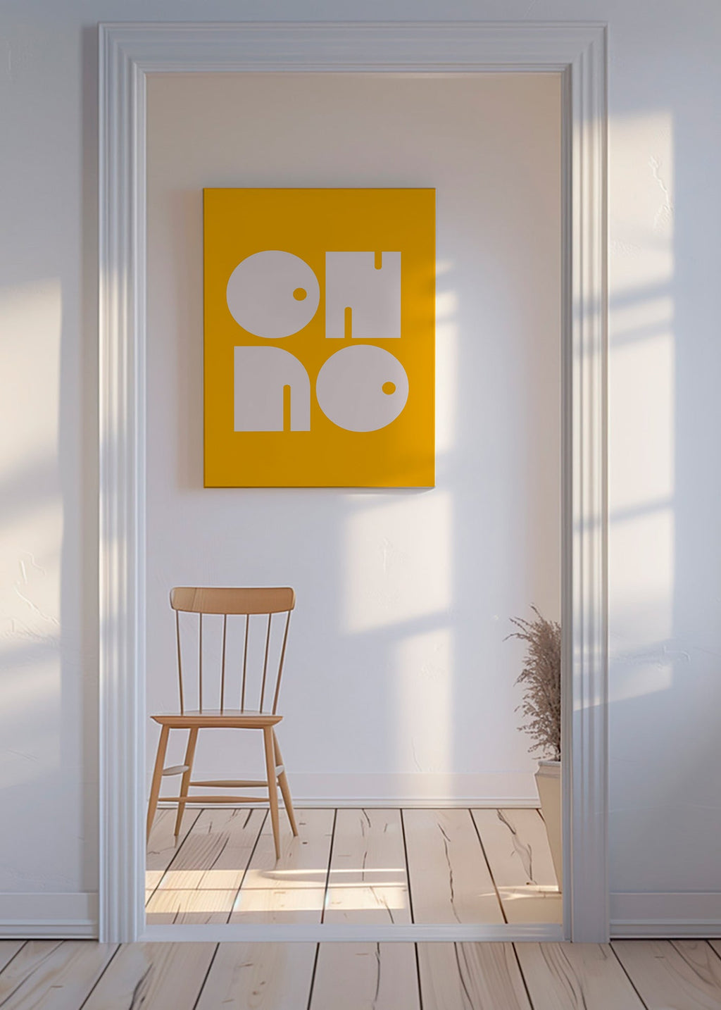 Poster geométrico com formas tipográficas mostarda – Canvas