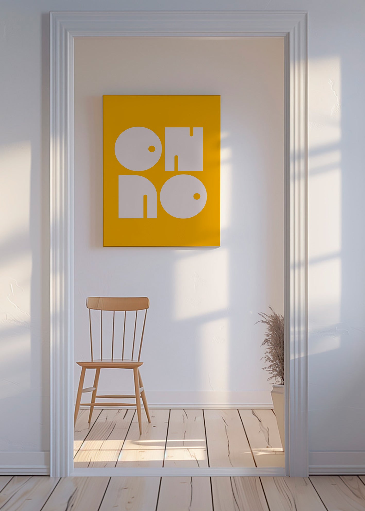 Poster geométrico com formas tipográficas mostarda – Canvas