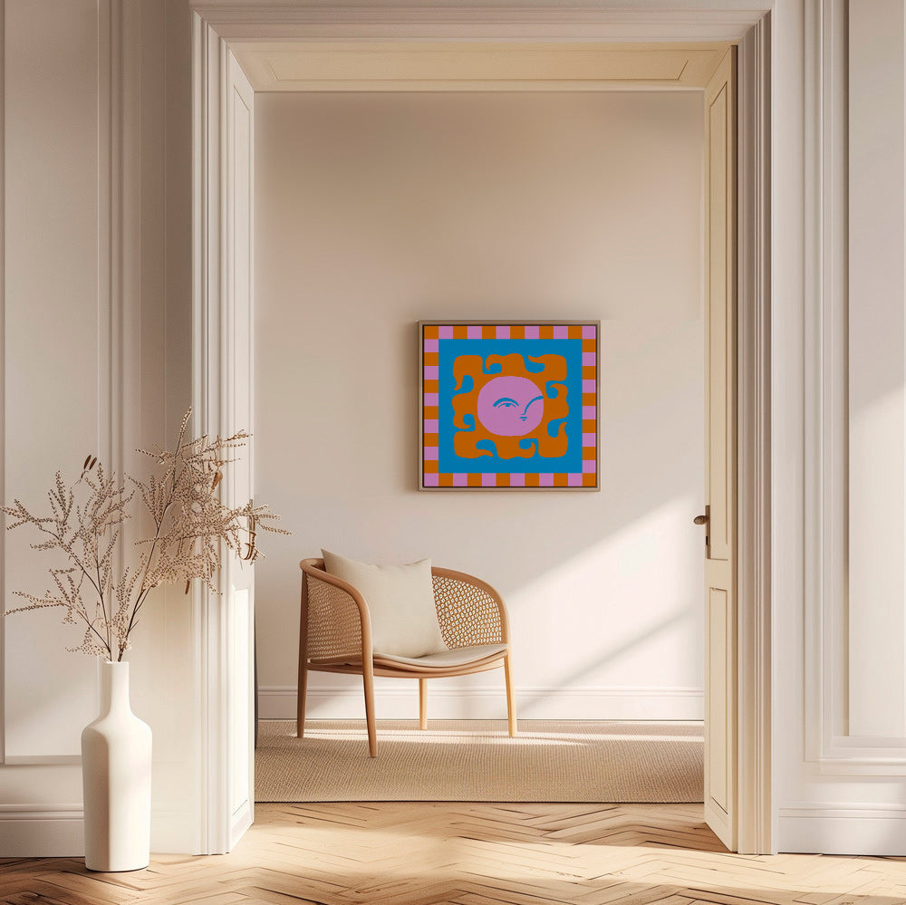 Ilustración sol sonriente en tonos pop – Canvas1