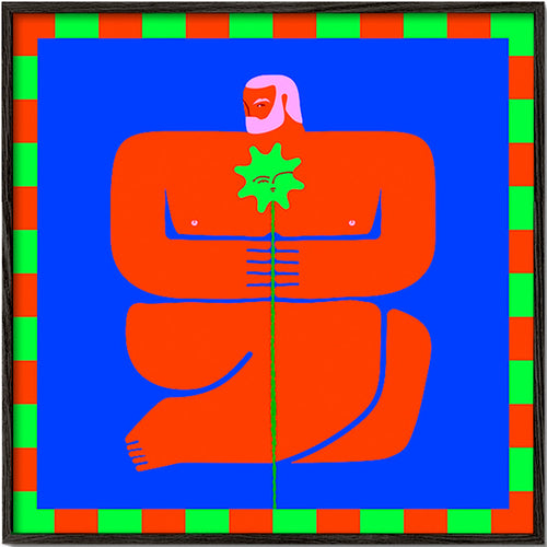 Ilustração de figura segurando uma flor – Black Frame