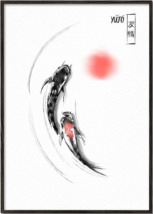 Ilustração koi japonesa minimalista – Black Frame