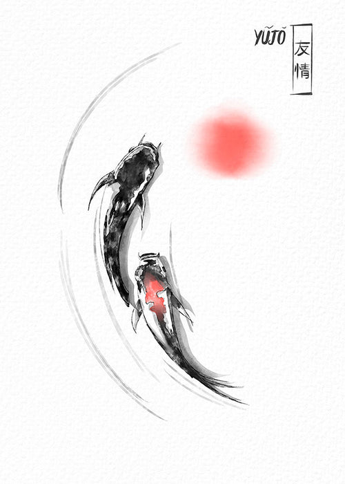 Ilustração koi japonesa minimalista