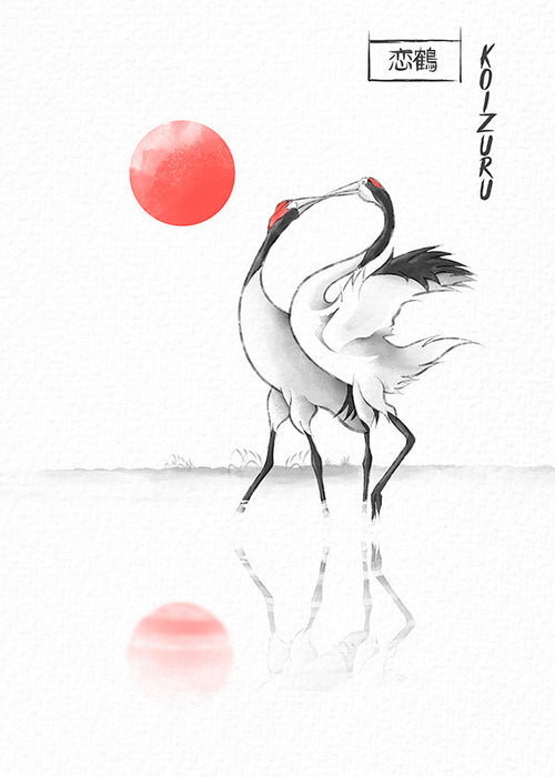 Quadro grou japoneses minimalistas