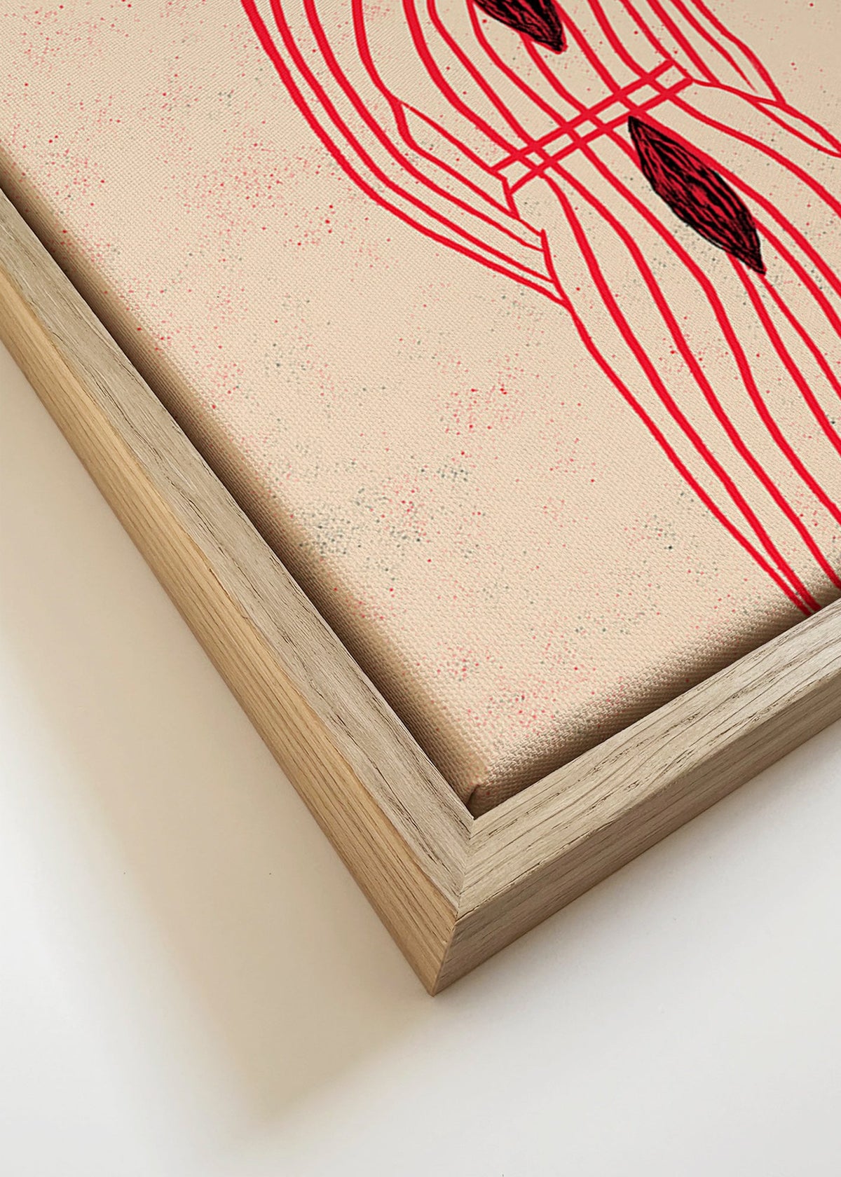 Gato estilizado com linhas vermelhas – Canvas detail