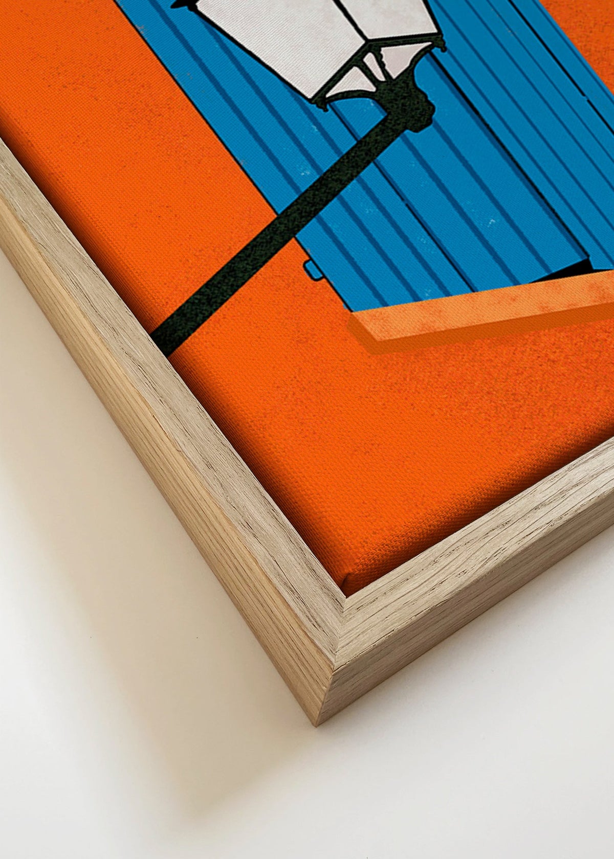 Ilustração de persiana azul e lampião – Canvas detail