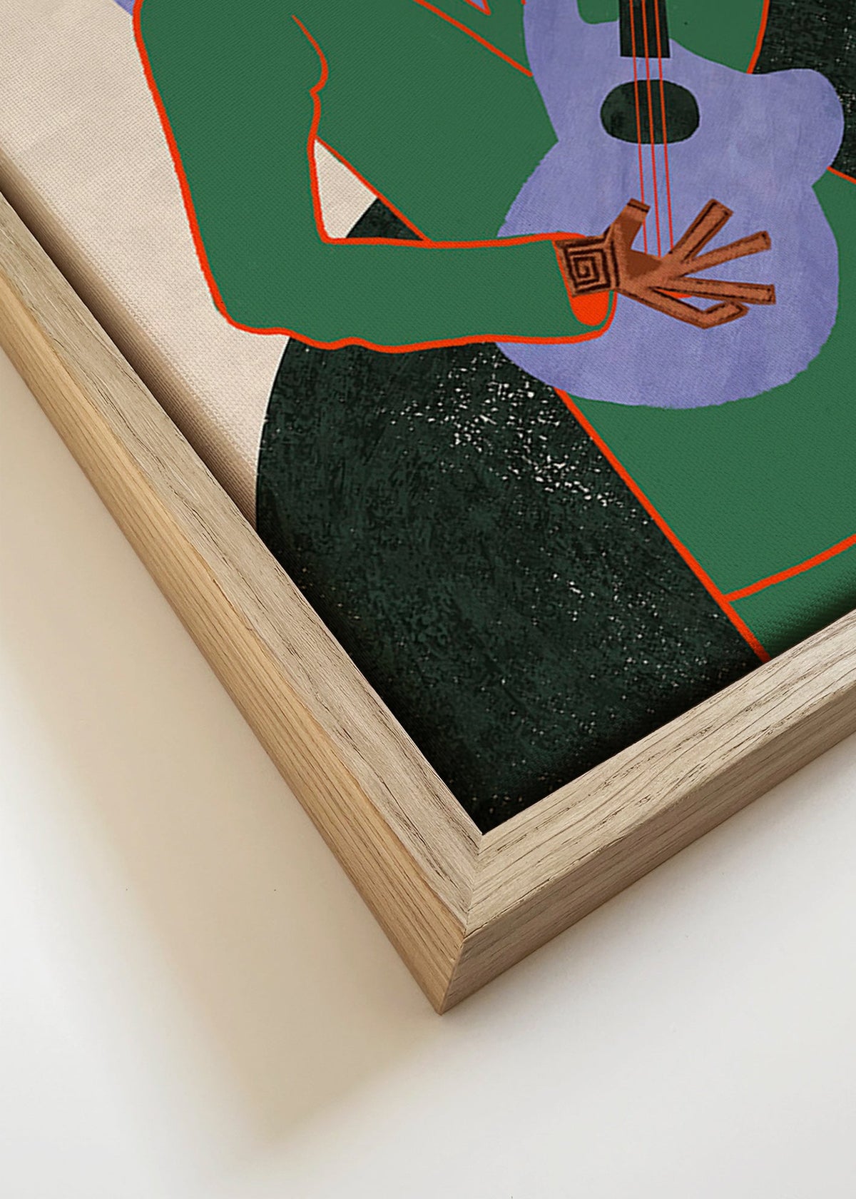 Ilustração músico com guitarra e halo – Canvas detail