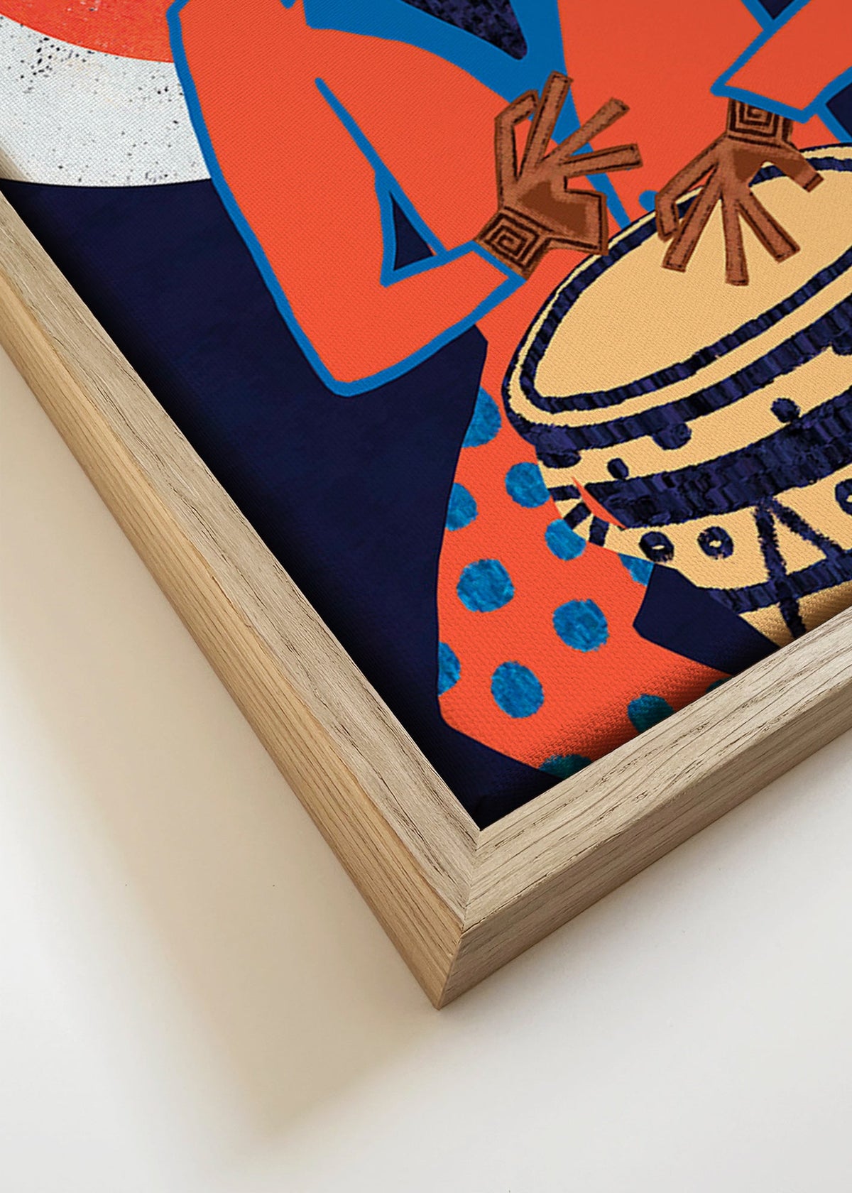 Ilustração músico com tambor e cores vivas – Canvas detail