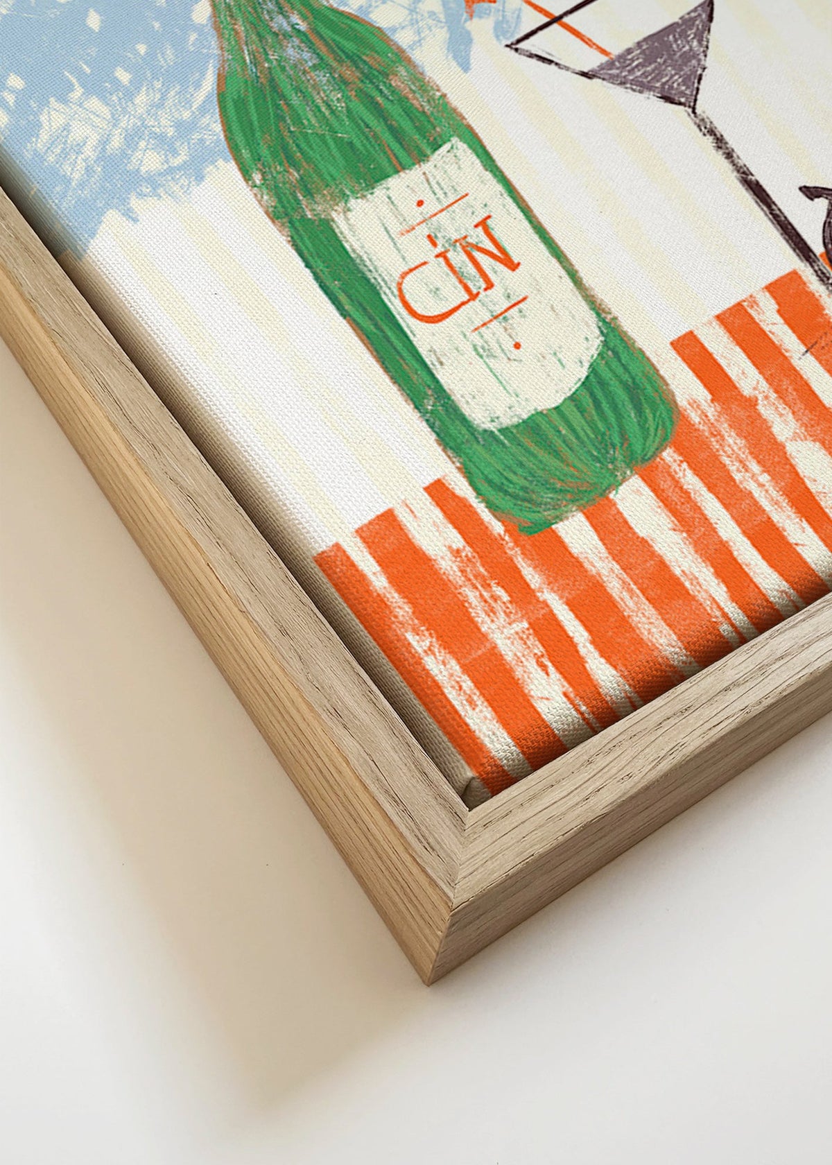 Arte para cozinha com garrafa de gin ilustrada – Canvas detail
