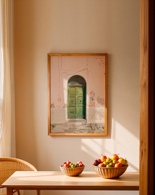 Arte para cozinha urbana: porta verde fachada rosa – Product1