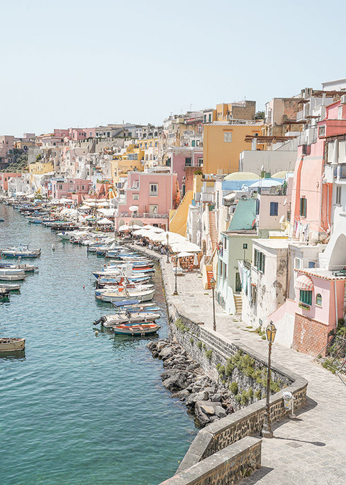 Poster de viagem Procida porto colorido
