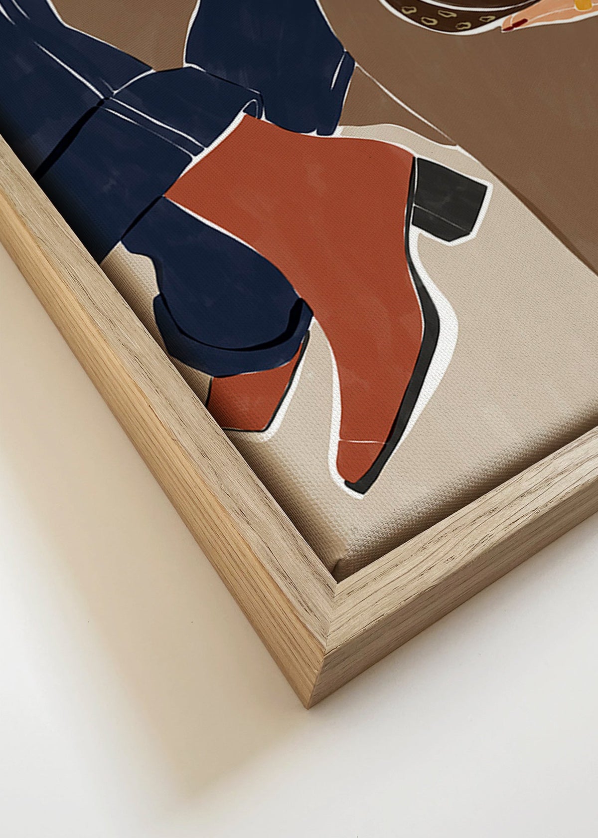 Ilustração de moda com bolsa e botas – Canvas detail