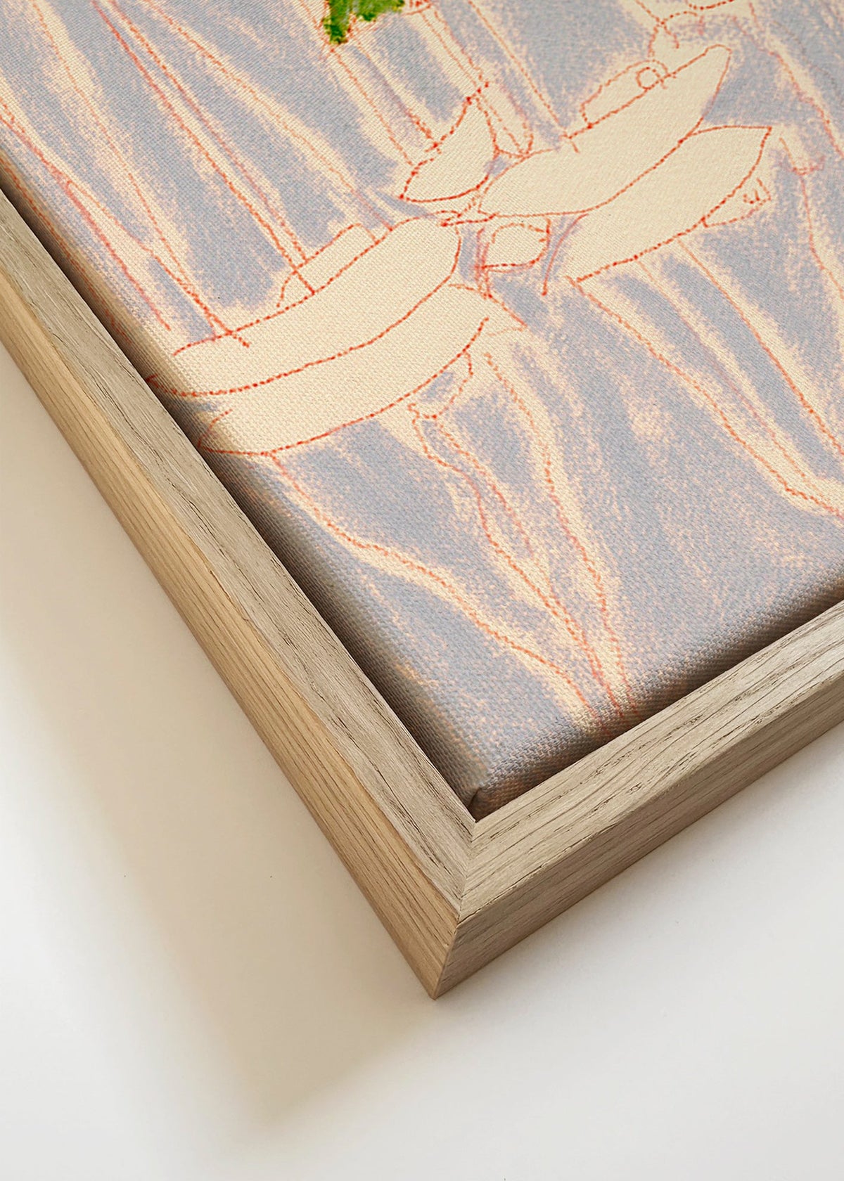 Arte de paisagem com veleiros e colina verde – Canvas detail