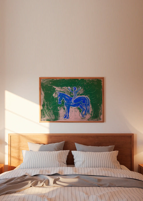 Quadro cavalo azul com cavaleiro – Product1