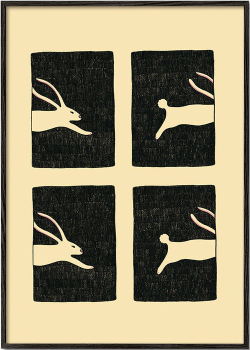 Quadro com coelhos em painéis – Black Frame