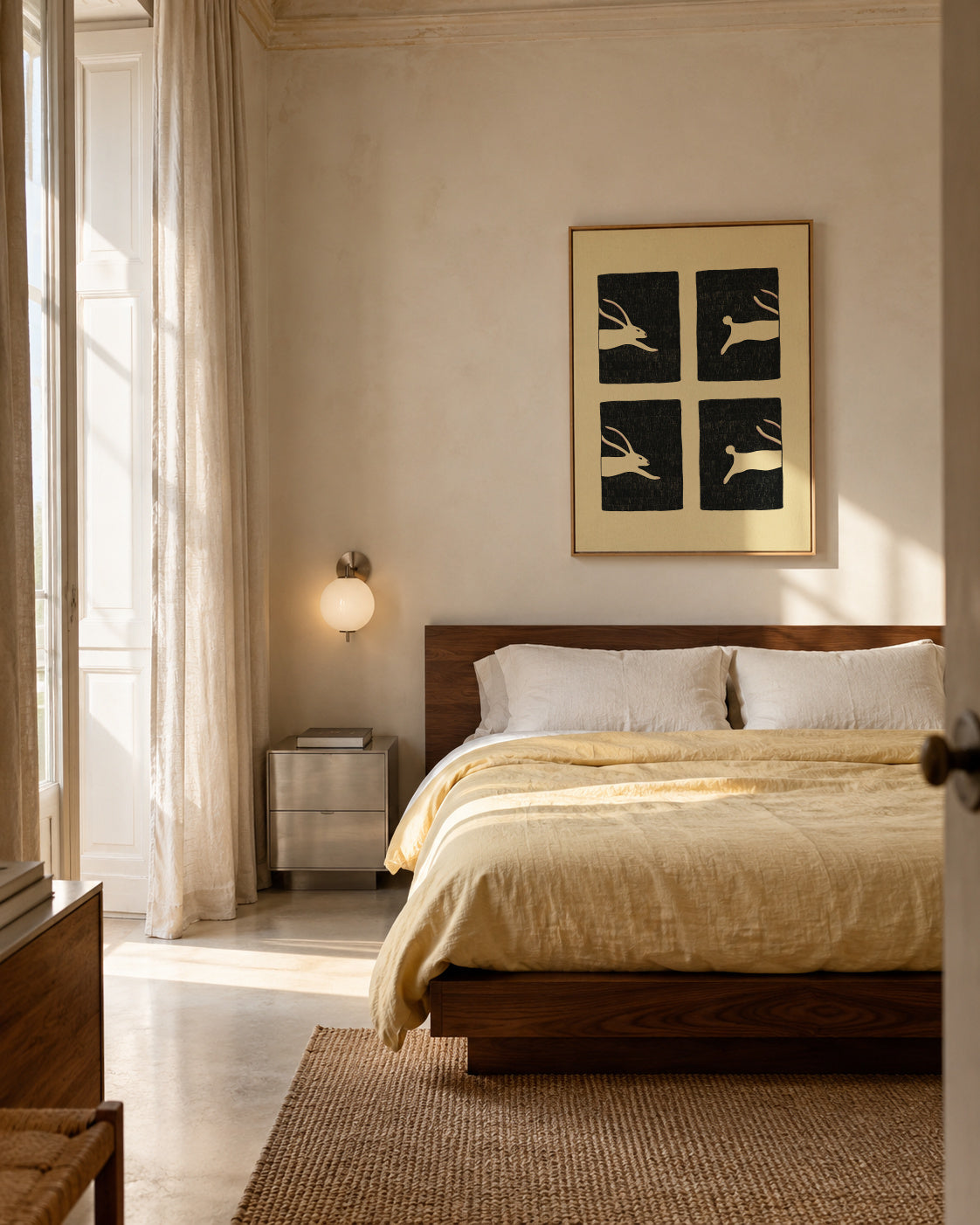 Infinitely Hopping Bunny - Framed canvas in an interior