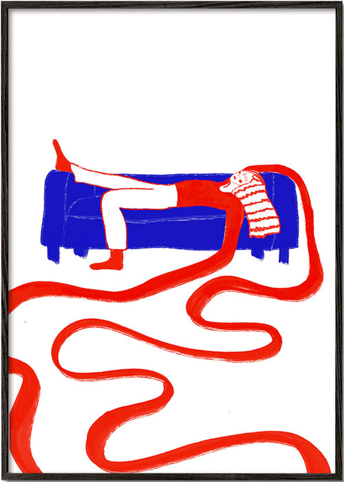 Ilustração de figura descansando no sofá – Black Frame