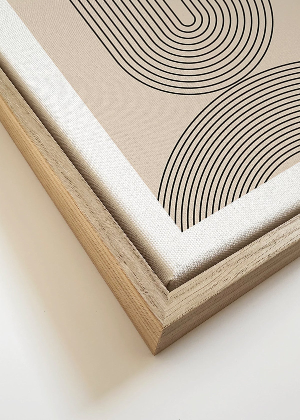 Quadro minimalista linhas arqueadas bege – Canvas detail