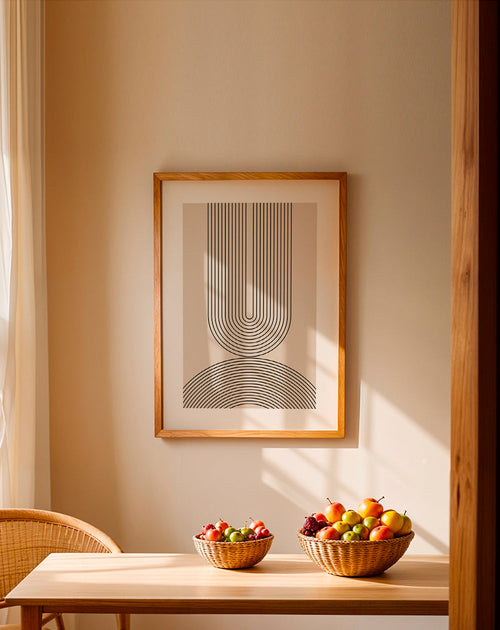 Quadro minimalista linhas arqueadas bege – Product1
