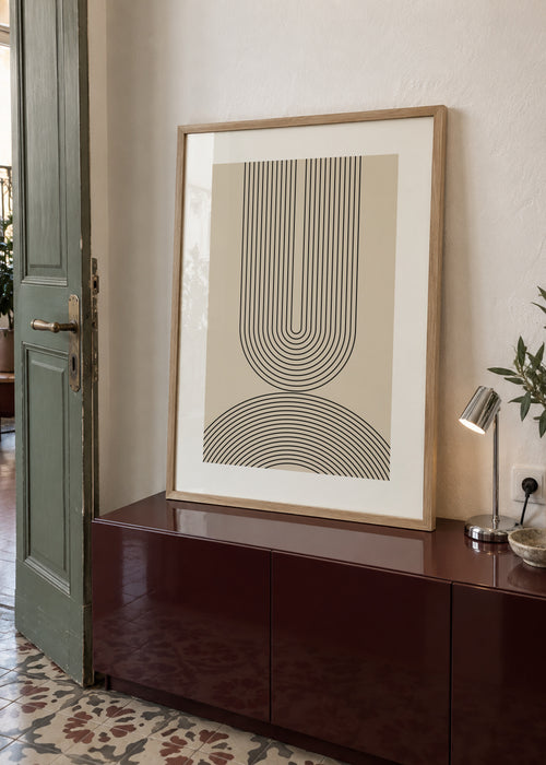 Black Line Art - Framed poster in an interior