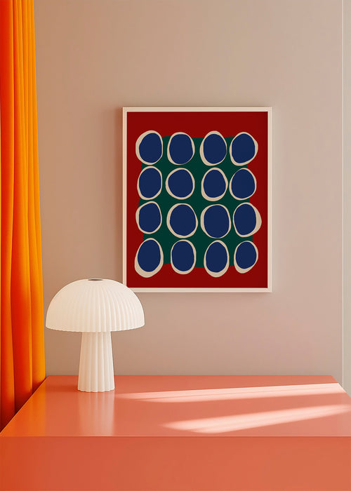 Quadro geométrico com ovais azuis e painel verde – Product1