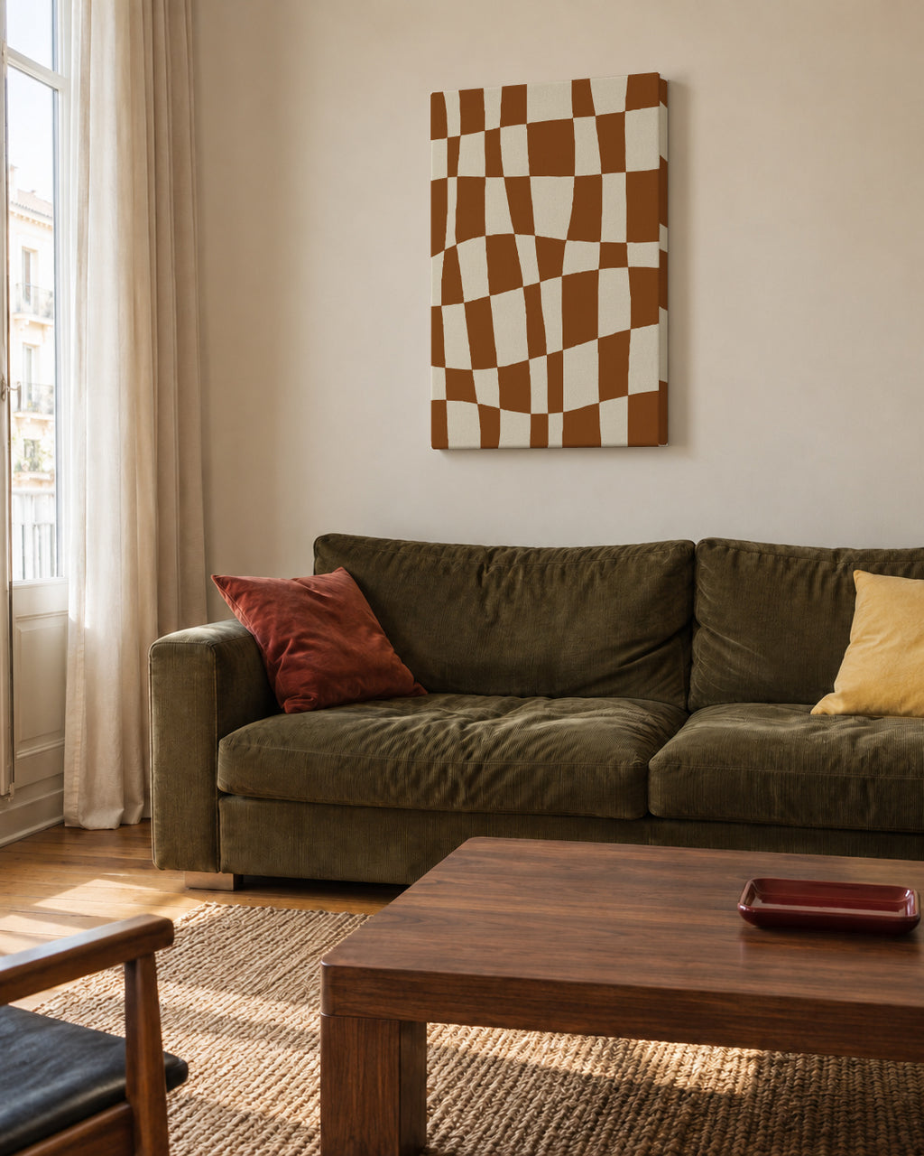 Minimal Checkerboard - Unframed canvas in an interior
