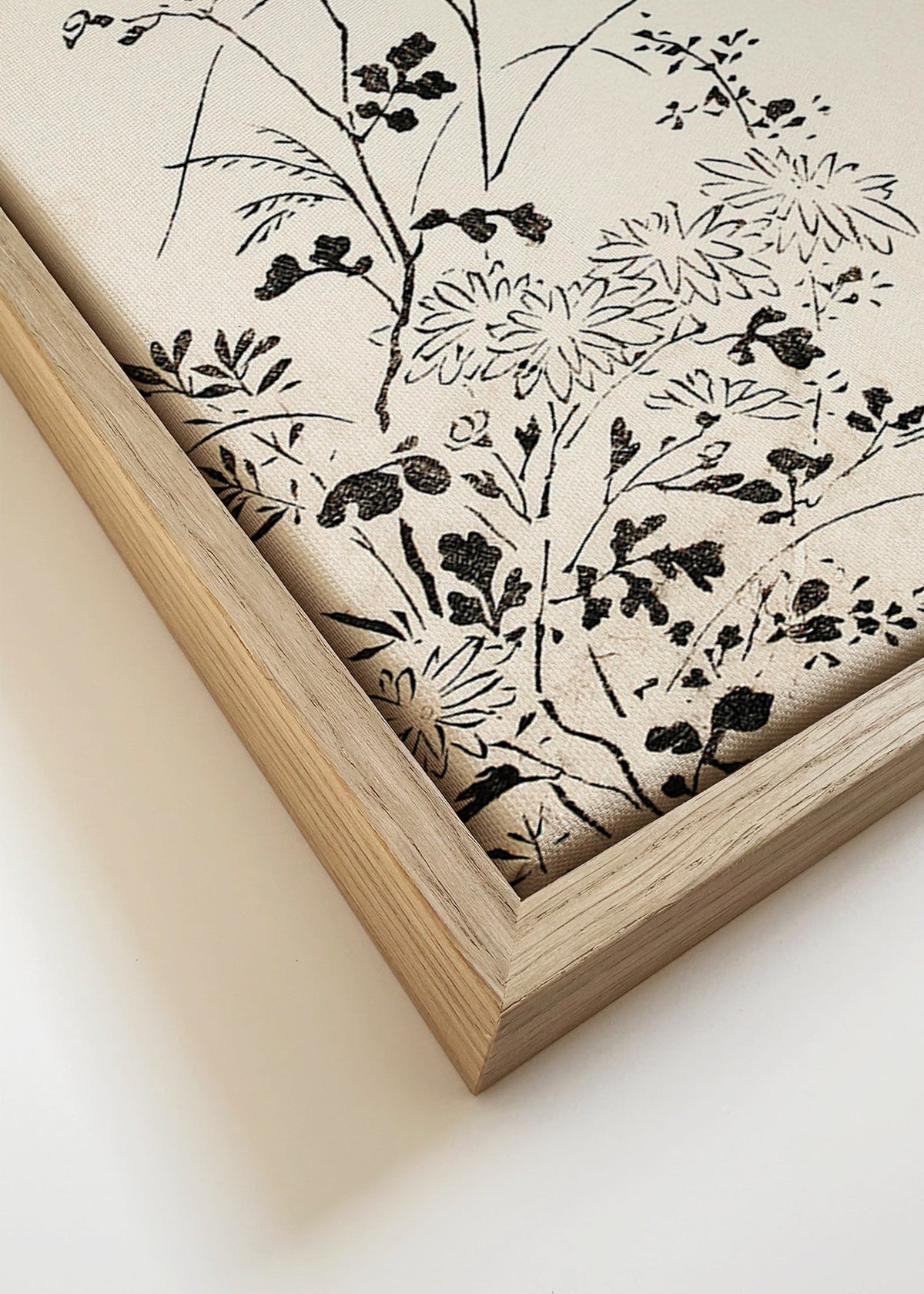 Estampa botânica em tinta japonesa minimalista – Canvas detail