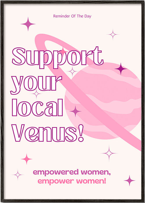 Ilustração tipográfica Venus cor-de-rosa – Black Frame