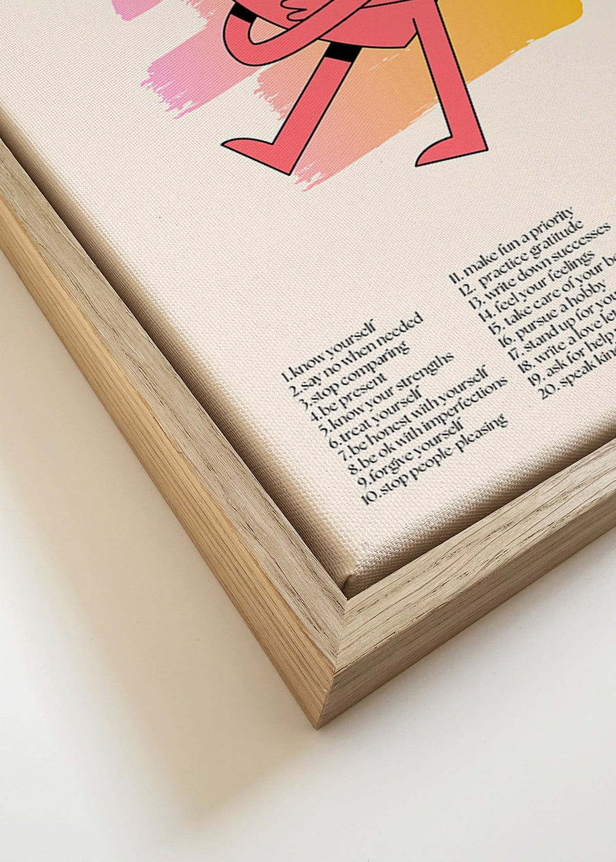 Ilustração: Coração a abraçar-se com pinceladas pastéis – Canvas detail