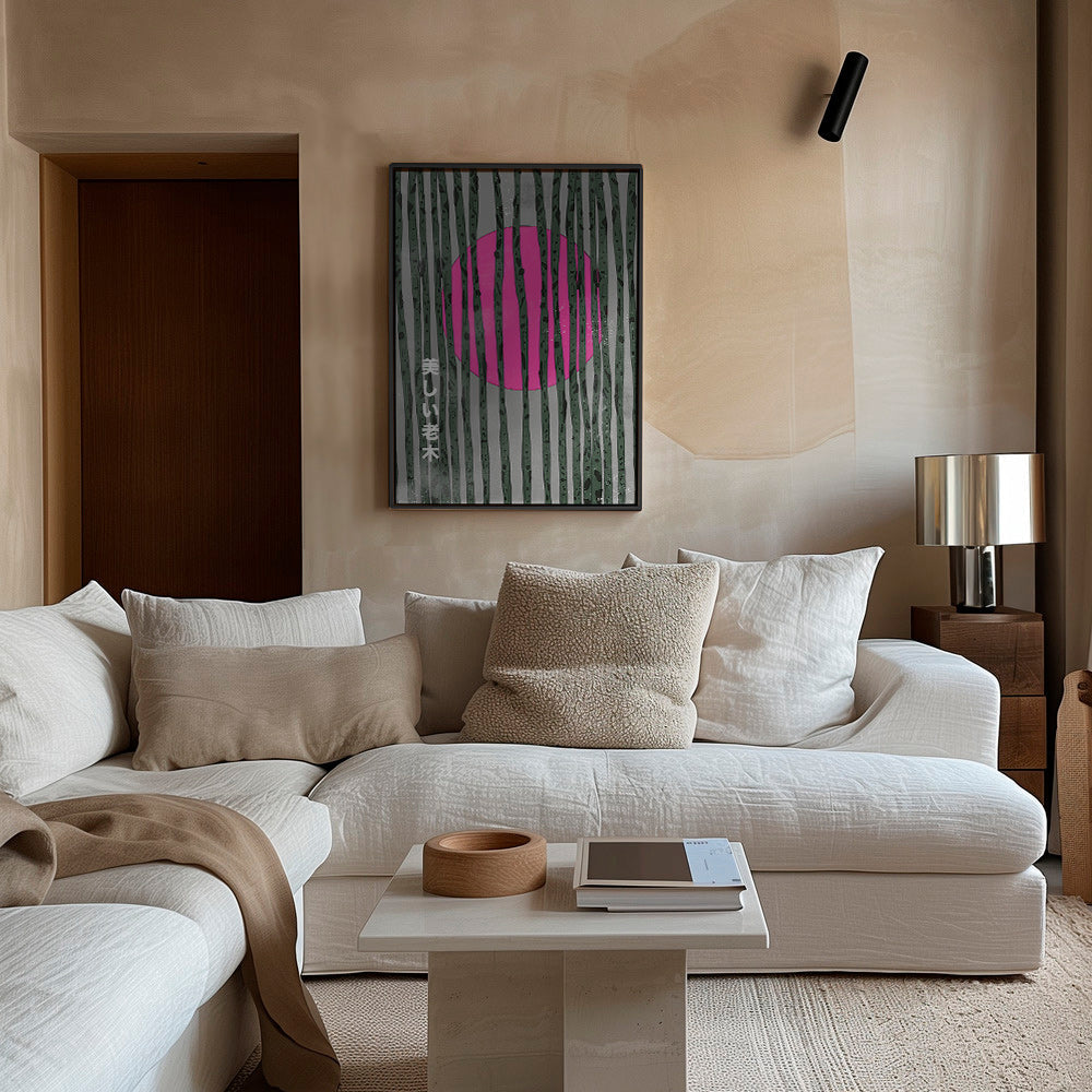 Lámina botánica con bosque de bambú rosa – Canvas2