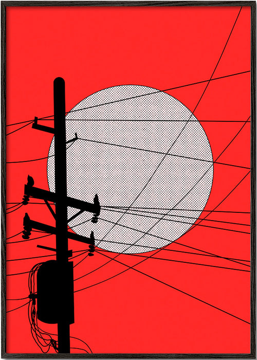 Ilustração sol japonês com cabos – Black Frame