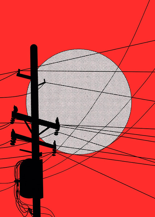 Ilustração sol japonês com cabos