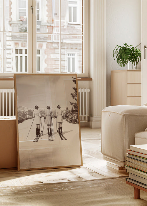 Poster vintage: esquiadoras em fila – Product1