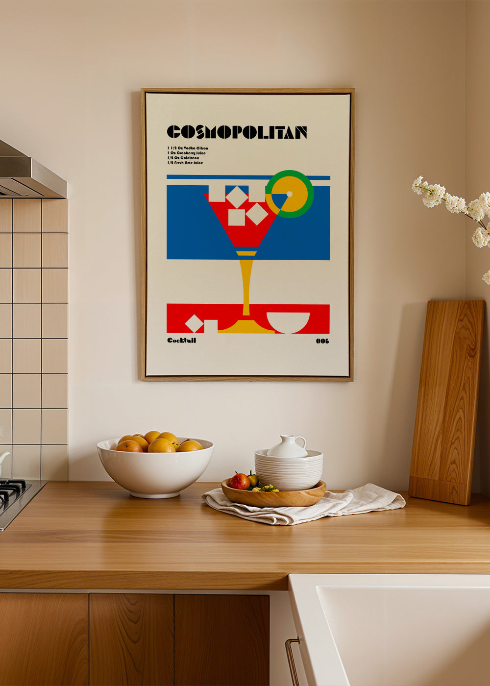 Cosmopolitan Bauhaus Cocktail - Framed canvas in an interior
