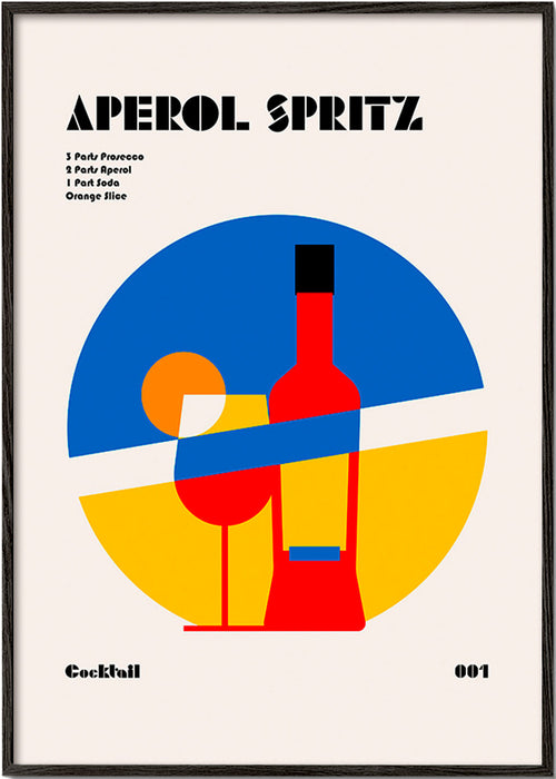 Arte para cozinha Aperol Spritz geométrico – Black Frame