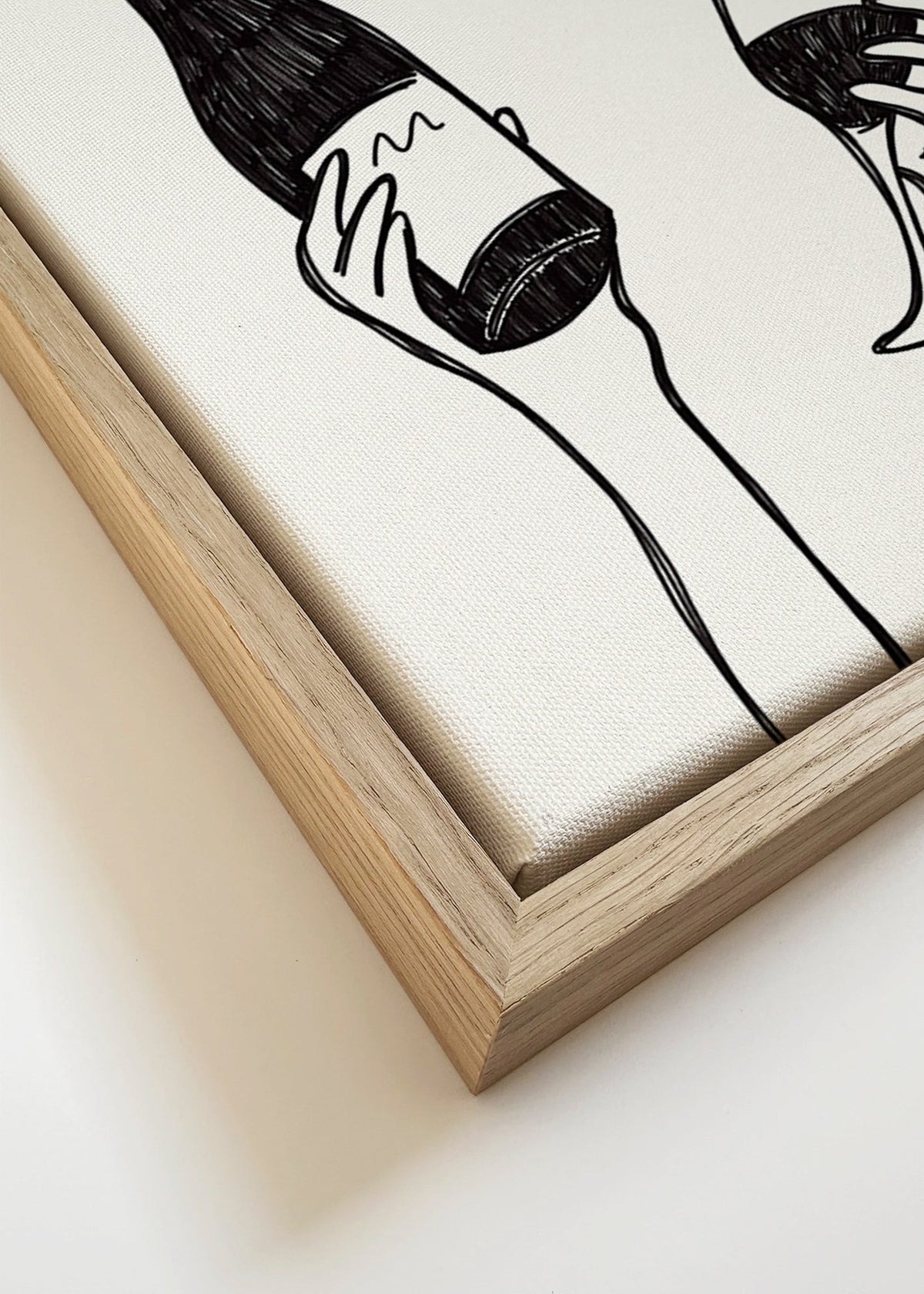 Arte para cozinha com garrafa e taça – Canvas detail