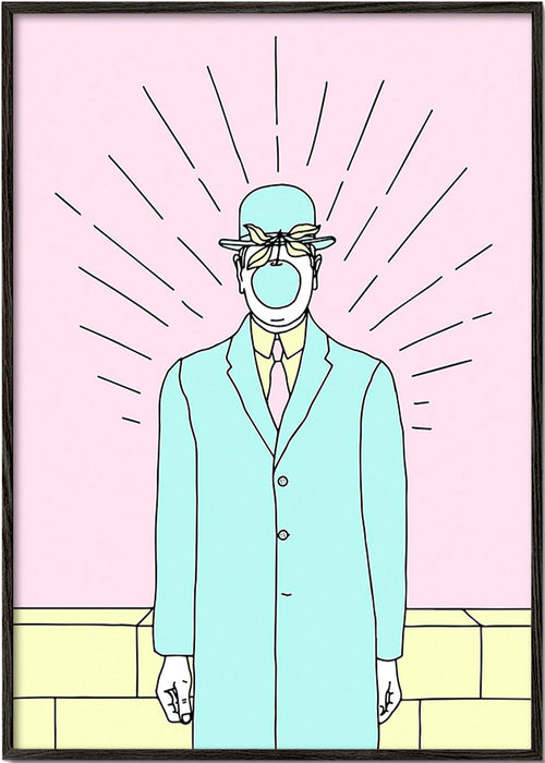 Ilustração surreal de homem com maçã – Black Frame