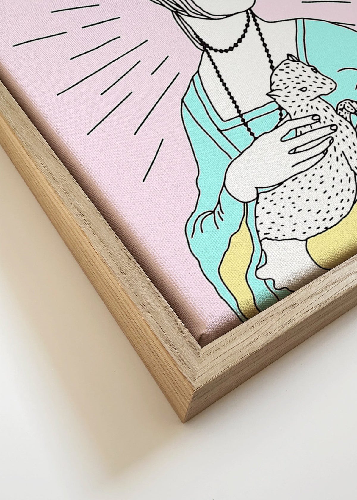 Ilustração: dama com arminho em tons pastel – Canvas detail