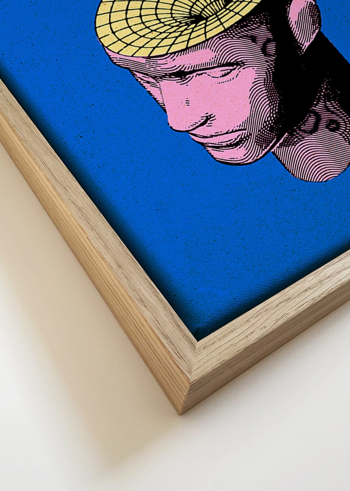 Ilustração surreal de busto com planetas – Canvas detail