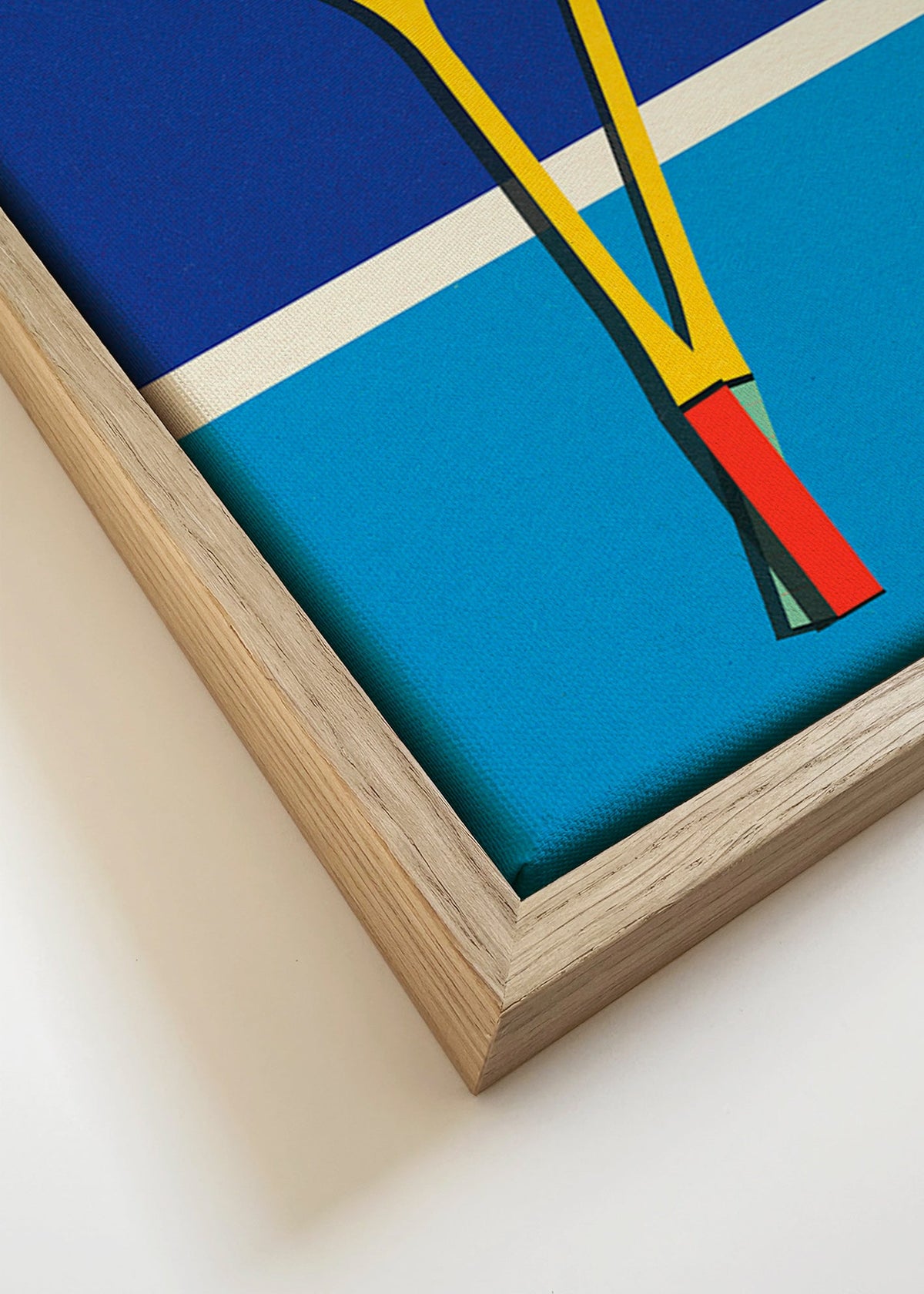 Arte desportivo com raquetes de badminton amarelas – Canvas detail