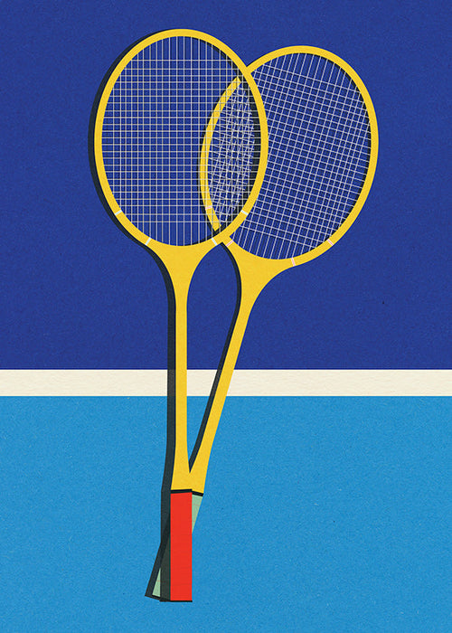 Arte desportivo com raquetes de badminton amarelas