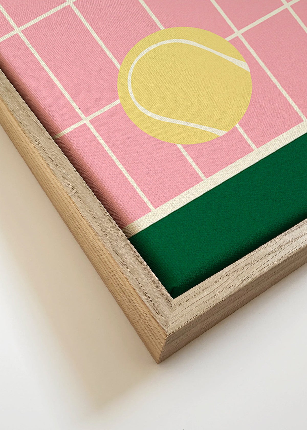 Arte de ténis: bolas amarelas sobre grelha rosa – Canvas detail