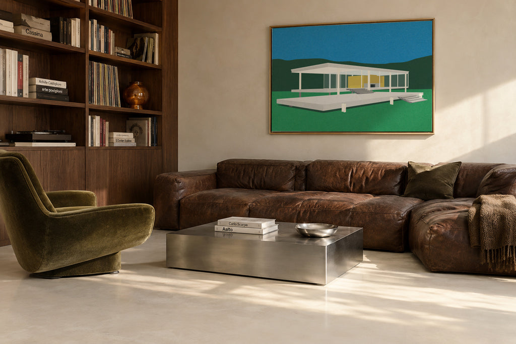 Ludwig Mies Van Der Rohe Farnsworth House - Framed canvas in an interior