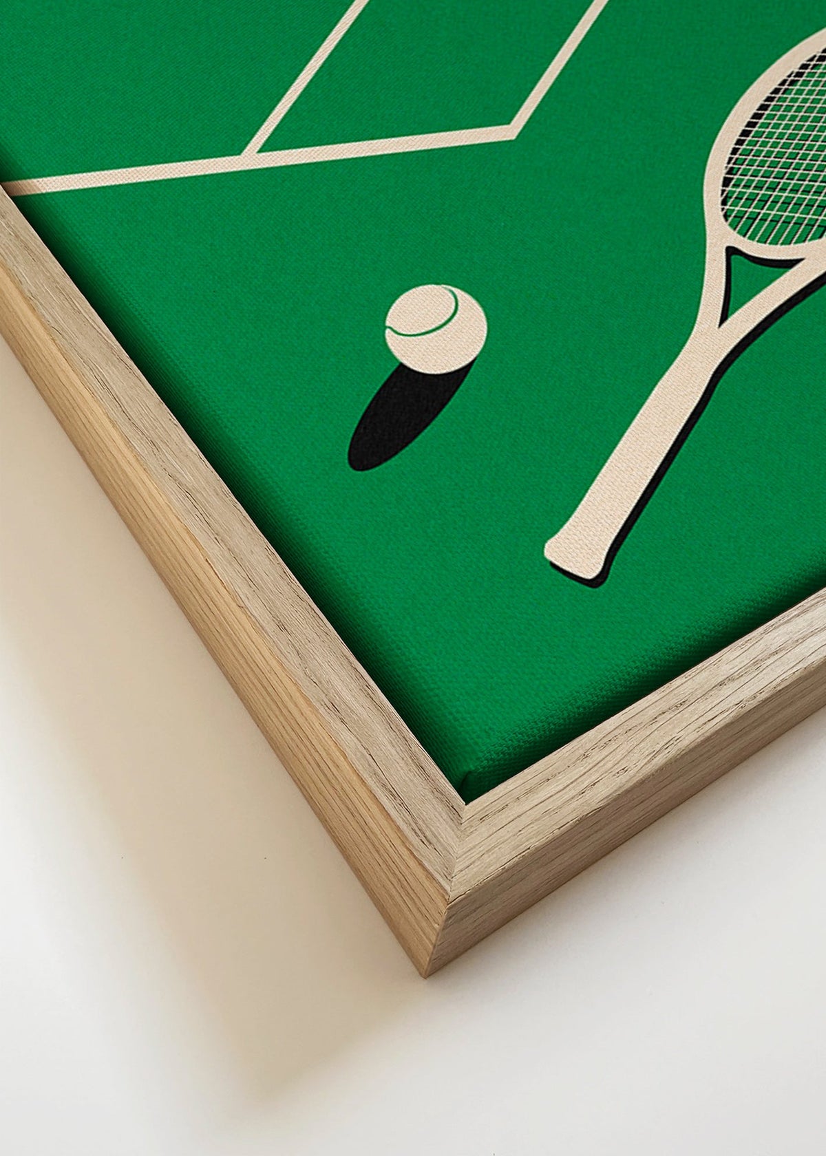 Arte desportivo: raquete e bola em campo – Canvas detail