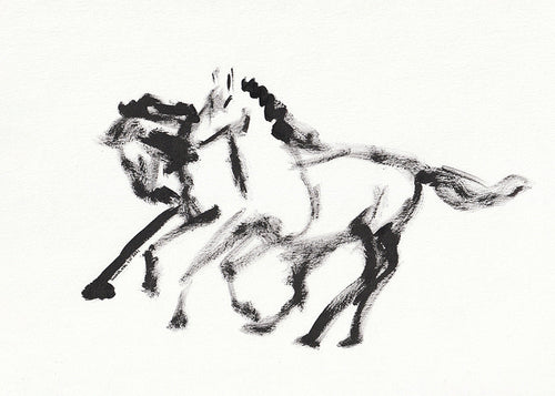 Quadro cavalos em tinta