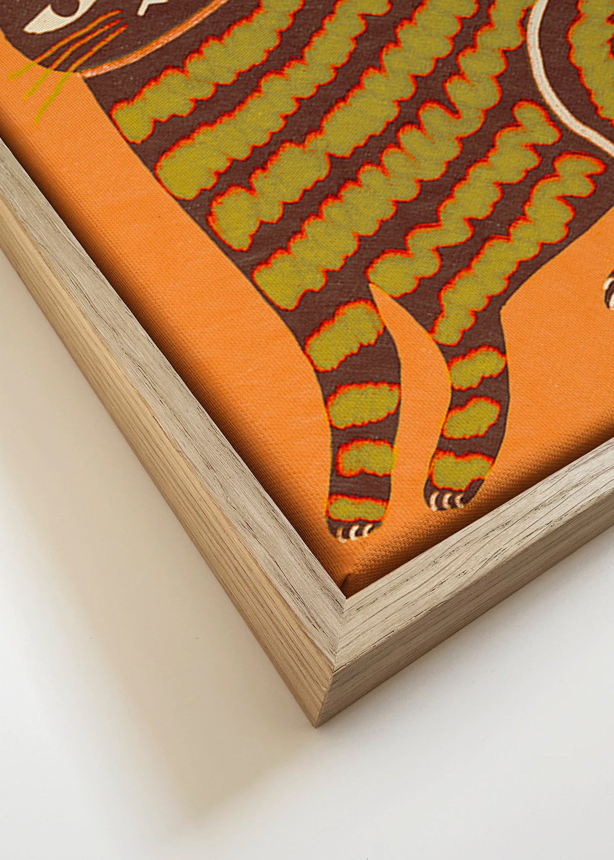 Quadro gato riscas em fundo laranja – Canvas detail