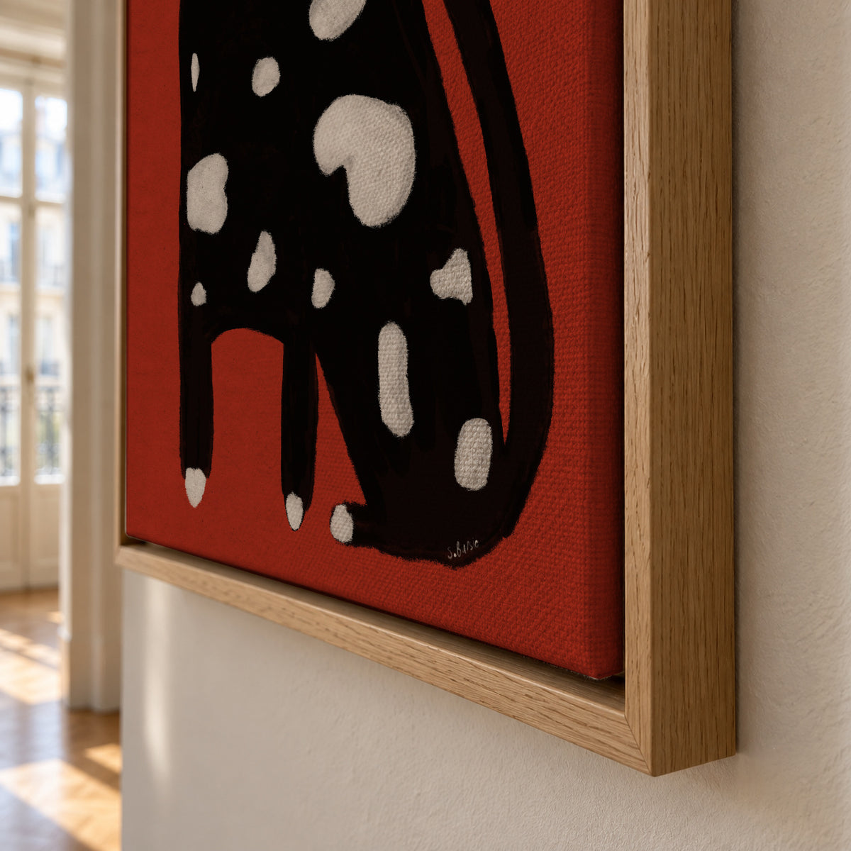 SPOTTED CAT - Framed canvas detail